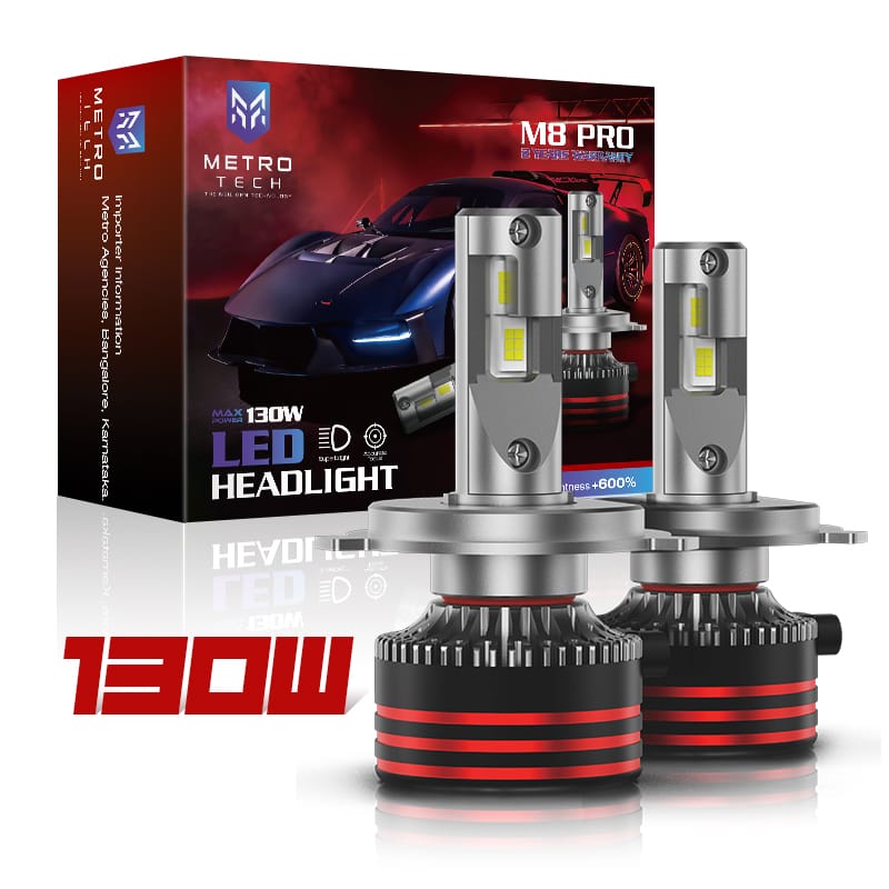 Metro Tech-M8 PRO - 195W All Model With 2 Years Warranty - 25000LM Best Cool White LED Headlight & Fog Light For Car